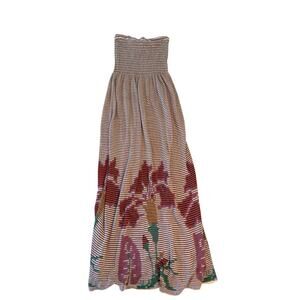 Cecilia Prado Strapless Striped Floral Maxi Dress Women Small Cottage Boho Fairy